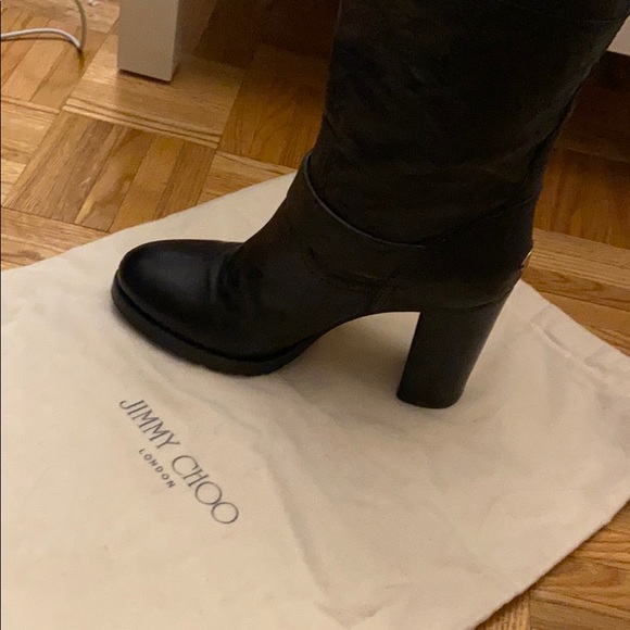 Jimmy Choo black Dart Calf Leather Bike Boots - Picture 3 of 7